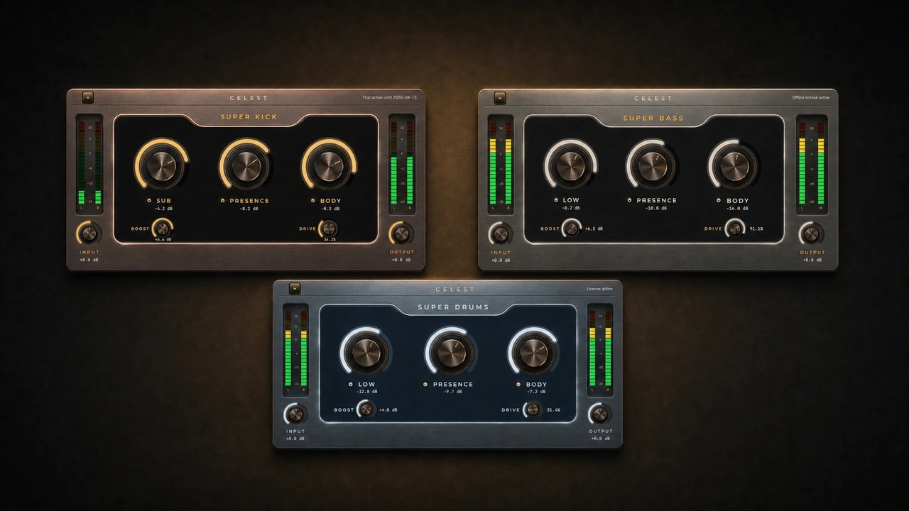 Rhythm and Bass bundle with Super Kick, Super Drums, and Super Bass
